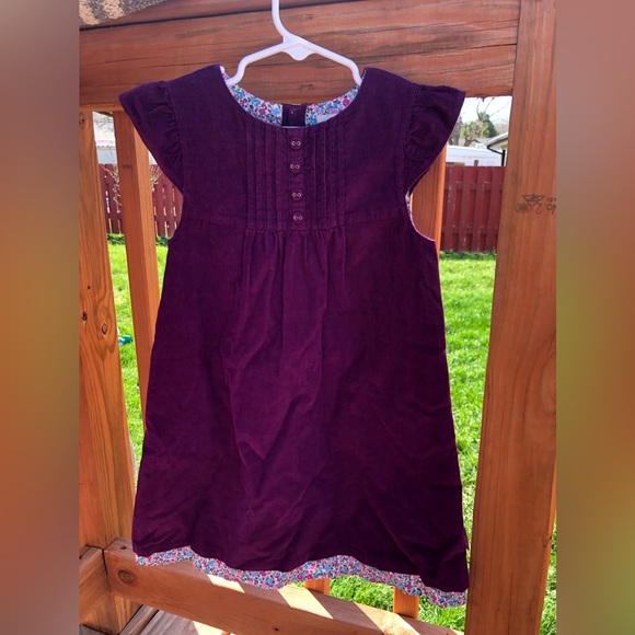 Girl’s 5T JoJo Maman Bebe purple plum and floral corduroy spring dress NWT - Picture 7 of 13